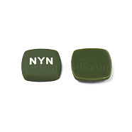 Acrylic Enamel Cabochons, Square with Word NYN, Dark Olive Green, 21x21x5mm(KY-N015-202D)