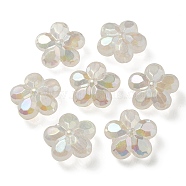 UV Plating Luminous Transparent Acrylic Beads, Glow in The Dark, Flower, Clear AB, 26x27.5x12.5mm, Hole: 4.5mm(OACR-P010-16E)