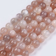 Natural Multi-Moonstone Beads Strands, Moonstone & Sunstone Beads, Round, 6mm, Hole: 1mm, about 65pcs/strand, 15.7 inch(X-G-J157-6mm-06)
