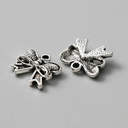 Tibetan Style Alloy Charms, Bowknot Charms, Antique Silver, 11.5x12.5x3.5mm, Hole: 1.2mm(FIND-CJC0007-63)