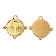 Ion Plating(IP) 304 Stainless Steel Pendant Cabochons Settings, Flat Round, Real 18K Gold Plated, Tray: 4mm , 16.5x16x1.5mm, Hole: 1.6mm(STAS-A070-09G)