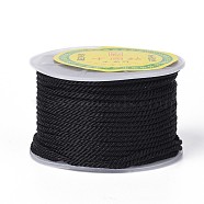 Polyester Milan Cord for DIY Jewelry Craft Making, Black, 3mm, about 27.34 yards(25m)/roll(OCOR-F011-D18)