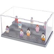 3-Tier Acrylic Minifigure Display Cases, Dustproof Building Block Display Box, fot Action Figure Toys Storage, Gray, Finish Product: 27x13.7x16cm, about 8pcs/set(ODIS-WH0027-049)