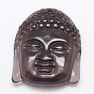 Natural Ice Crystal Obsidian Carven Pendants, Buddha, 46x36.5x12mm, Hole: 1mm(G-A169-011)