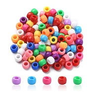 Resin European Beads, Large Hole Barrel Beads, Mixed Color, 8x5~6mm, Hole: 4mm(RESI-YW0001-34M)