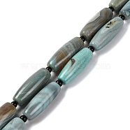 Natural Tibetan dZi Agate Beads Strands, Dyed & Heated, with Seed Beads, Rice, Pale Turquoise, 38~42x10~16mm, Hole: 2.3mm, about 8pcs/strand, 14.41''(36.6cm)(G-NH0018-C01-01)