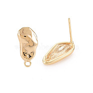 Brass Earring Findings, with Loop, Nickel Free, Real 18K Gold Plated, 13.5x6.5mm, Hole: 1.2mm, Pin: 0.7mm(X-KK-S356-442-NF)