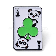 Black Zinc Alloy Brooches, Playing Card with Cat Enamel Pins for Men Women, Club, 30x20.5x1.5mm(JEWB-E033-04EB-02)