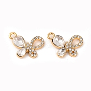 Alloy Crystal Rhinestone Pendants, Butterfly Charms, Golden, 20.5x18x4mm, Hole: 2mm(ALRI-M021-05)