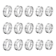 Unicraftale 15Pcs 5 Size 201 Stainless Steel Grooved Finger Ring Settings, Ring Core Blank, for Inlay Ring Jewelry Making, Stainless Steel Color, US Size 6~10 1/2(16.5~20.1mm), 3Pcs/size(RJEW-UN0002-83)