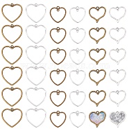CHGCRAFT 72Pcs 6 Style Alloy Link Pendants, Heart, Mixed Color, 22~28.8x21~29.5x1.5~2mm, 12pcs/style(FIND-CA0003-51)