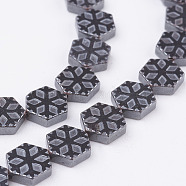 Non-magnetic Synthetic Hematite Beads Strands, Snowflake, 8x8x2.5mm, Hole: 1mm, about 47pcs/strand, 15.5 inch(39.5cm)(G-P341-04-8x3mm)