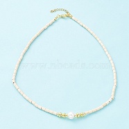 Synthetic Turquoise & Natural Pearl Beaded Necklace, 17.13 inch(43.5cm)(NJEW-M201-02A)