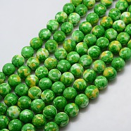 Synthetic Ocean White Jade Beads Strands, Dyed, Round, Lime Green, 8mm, Hole: 1mm, about 52pcs/strand, 15.35 inch(G-L019-8mm-03)