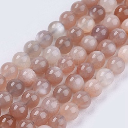 Natural Multi-Moonstone Beads Strands, Round, 6mm, Hole: 1mm, about 65pcs/strand, 15.7 inch(X-G-J157-6mm-06)