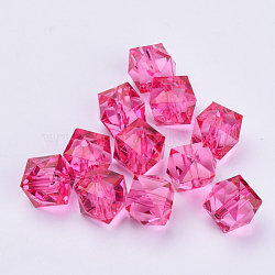 Transparent Acrylic Beads, Faceted, Cube, Medium Violet Red, 20x20x18mm, Hole: 2.5mm, about 120pcs/500g(TACR-Q259-20mm-V08)