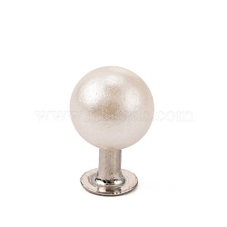 ABS Plastic Imitation Pearl Rivet Studs, with Iron Findings, White, 6mm, Finding: 4x5mm(KY-L076-A-01)