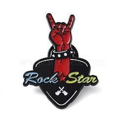 Gesture Creative Rock Music Theme Enamel Pins, Black Alloy Badge for Clothes Backpack, FireBrick, 35.5x27x1.4mm(JEWB-D025-01C)