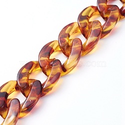 Handmade Acrylic Curb Chains, Imitation Gemstone, for Handbag Chain Making, Gold, Link: 23x16.5x5mm, 39.37 inch(1m)/strand(AJEW-JB00679-09)