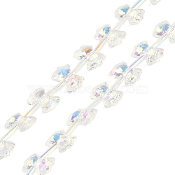 Electroplate Glass Beads Strands, AB Color Plated, Bowknot, Clear AB, 7x10x3mm, Hole: 1mm, about 48pcs/strand, 19.69''(50cm)(EGLA-B007-03A-AB01)