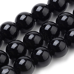 Natural Black Onyx Beads Strands, Dyed, Round, 12mm, Hole: 1mm, about 32pcs/strand, 15.7 inch(G-S259-19-12mm)