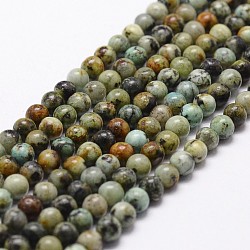 Natural African Turquoise(Jasper) Beads Strands, Round, 4mm, Hole: 1mm, about 86pcs/strand, 15 inch(X-G-D840-90-4mm)