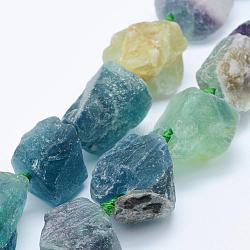 Natural Fluorite Beads Strands, Nuggets, 18~37x12~30mm, Hole: 2mm, about 16~17pcs/strand, 16.5 inch~17.3 inch(42~44cm)(G-K203-64)