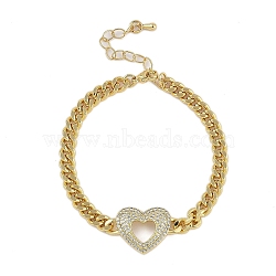 Rack Plating Brass Bracelets with Cubic Zirconia for Women, Long-Lasting Plated, Real 18K Gold Plated, 7-1/8 inch(18.2cm)(BJEW-D047-01G-01)