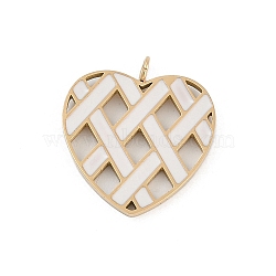 304 Stainless Steel Enamel Pendants, Heart Charms, Real 18K Gold Plated, Ion Plating(IP), White, 17x16x1.5mm, Hole: 1.8mm(STAS-I325-048G)