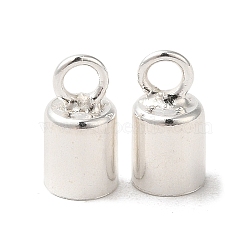 925 Sterling Silver Cord Ends, Silver, 8.1x4mm, Hole: 2mm, Inner Diameter: 3.5mm(STER-F032-09S-3.5mm)
