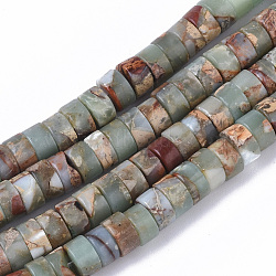 Natural Aqua Terra Jasper Beads Strands, Flat Round/Disc, 6x3.5mm, Hole: 0.7mm, about 113~115pcs/strand, 15.74 inch(40cm)(G-S366-012B)