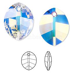 Austrian Crystal Rhinestone Pendant, 6734, Crystal Passions, Faceted, Pure Leaf, 001AB_Crystal AB, 14x10x5mm, Hole: 1mm(6734-14mm-001AB(U))