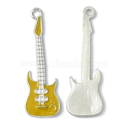 Alloy Enamel Big Pendants, Lead Free and Cadmium Free, Guitar, Platinum, Yellow, about 62mm long, 18.5mm wide, 2mm, thick, hole: 3mm(X-EA822Y-3)
