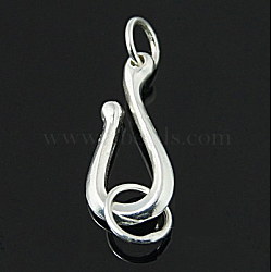 925 Sterling Silver S Shape Clasps, S-Hook, Silver, 15x8mm, Hole: 4~4.5mm(STER-A009-17)