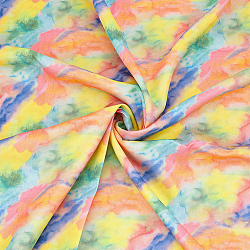 Rainbow Color Polyester Fabric, for Dress Costumes Decoration, Colorful, 145x0.02cm, 1yard/pc(DIY-WH0569-79)