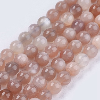 Natural Multi-Moonstone Beads Strands, Moonstone & Sunstone Beads, Round, 6mm, Hole: 1mm, about 65pcs/strand, 15.7 inch