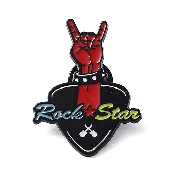 Gesture Creative Rock Music Theme Enamel Pins, Black Alloy Badge for Clothes Backpack, FireBrick, 35.5x27x1.4mm