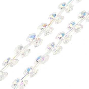 Electroplate Glass Beads Strands, AB Color Plated, Bowknot, Clear AB, 7x10x3mm, Hole: 1mm, about 48pcs/strand, 19.69''(50cm)