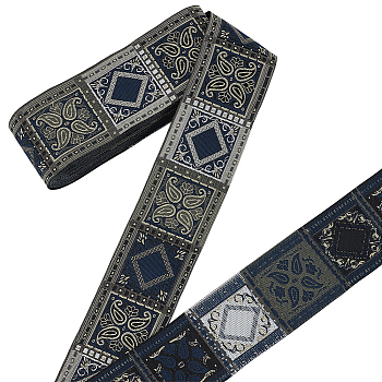 9M Polyester Ribbons, Rhombus, for Clothes Accessories, Midnight Blue, 2 inch(50mm)