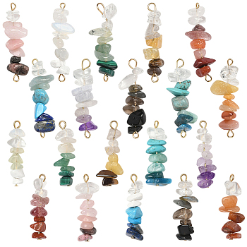 DIY Jewelry Making Kits, including Gemstone Chip Beaded Pendants and Connector Charms, 28~35.5mm, 10pcs/bag, 2bags/style