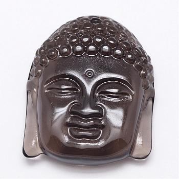 Natural Ice Crystal Obsidian Carven Pendants, Buddha, 46x36.5x12mm, Hole: 1mm