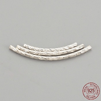 925 Sterling Silver Beads, Tube, Silver, 20x1.5mm, Hole: 1mm