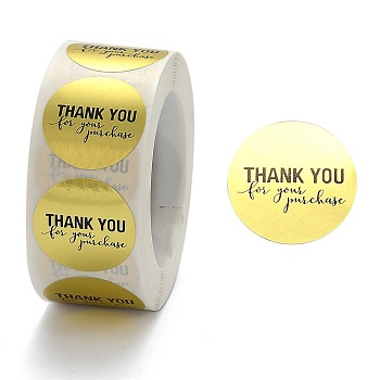 1 Inch Thank You Roll Stickers, Self-Adhesive Paper Gift Tag Stickers, for Party, Decorative Presents, Word, 24.5mm, 500pcs/roll