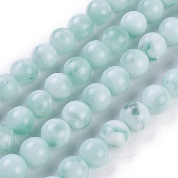 Natural Glass Beads Strands, Aqua Blue, Round, 18mm, Hole: 2mm, about 22pcs/strand, 15.3 inch~15.75 inch(39~40cm)