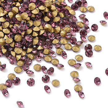 Back Plated Grade A Diamond Glass Pointed Rhinestone, Light Amethyst, 1.9~2mm, about 1440pcs/bag
