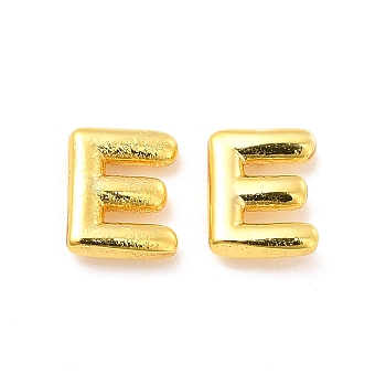 Brass Hollow Out Initial Letter Stud Earrings for Women, Real 18K Gold Plated, Lead Free & Cadmium Free, Letter.E, 7x3.5x1.5mm, Pin: 0.8mm