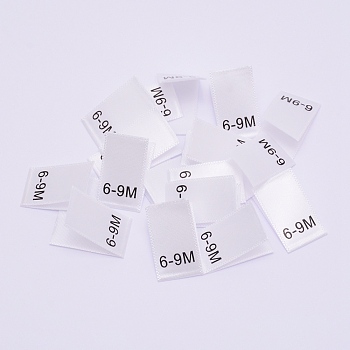 Baby Childen Clothing Size Labels, Woven Crafting Craft Labels, for Clothing Sewing, 6~9M, White, 50x13mm, 1000pcs/bag