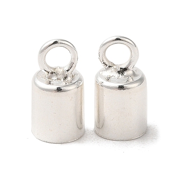 925 Sterling Silver Cord Ends, Silver, 8.1x4mm, Hole: 2mm, Inner Diameter: 3.5mm