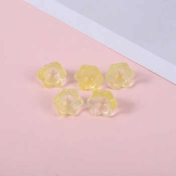 Glass Beads, Lily Flower, Champagne Yellow, 12x8mm, Hole: 1.4mm