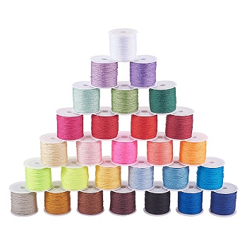 Nylon Thread, Nylon String Jewelry Bead Cord for Custom Woven Jewelry Making, Mixed Color, 0.8mm, about 45m/roll, 28colors, 1roll/color, 28rolls/set